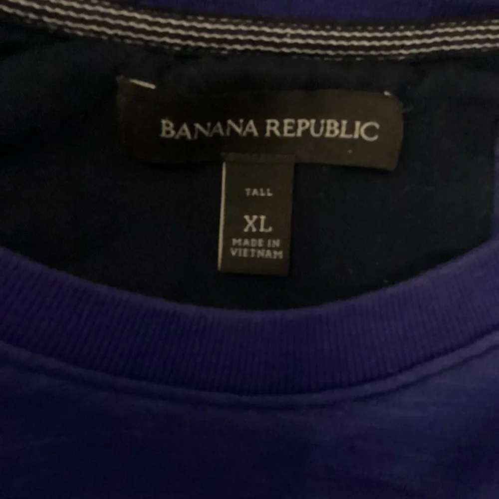 Banana Republic Men’s XL Tall Royal Blue Cream 100% Cotton Striped Sweater EUC
